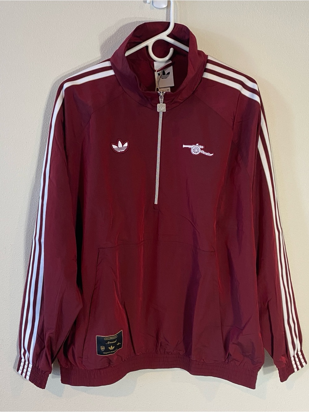 Adidas Arsenal Terrace Icons Half Zip Jacket Burgundy $130 - Large